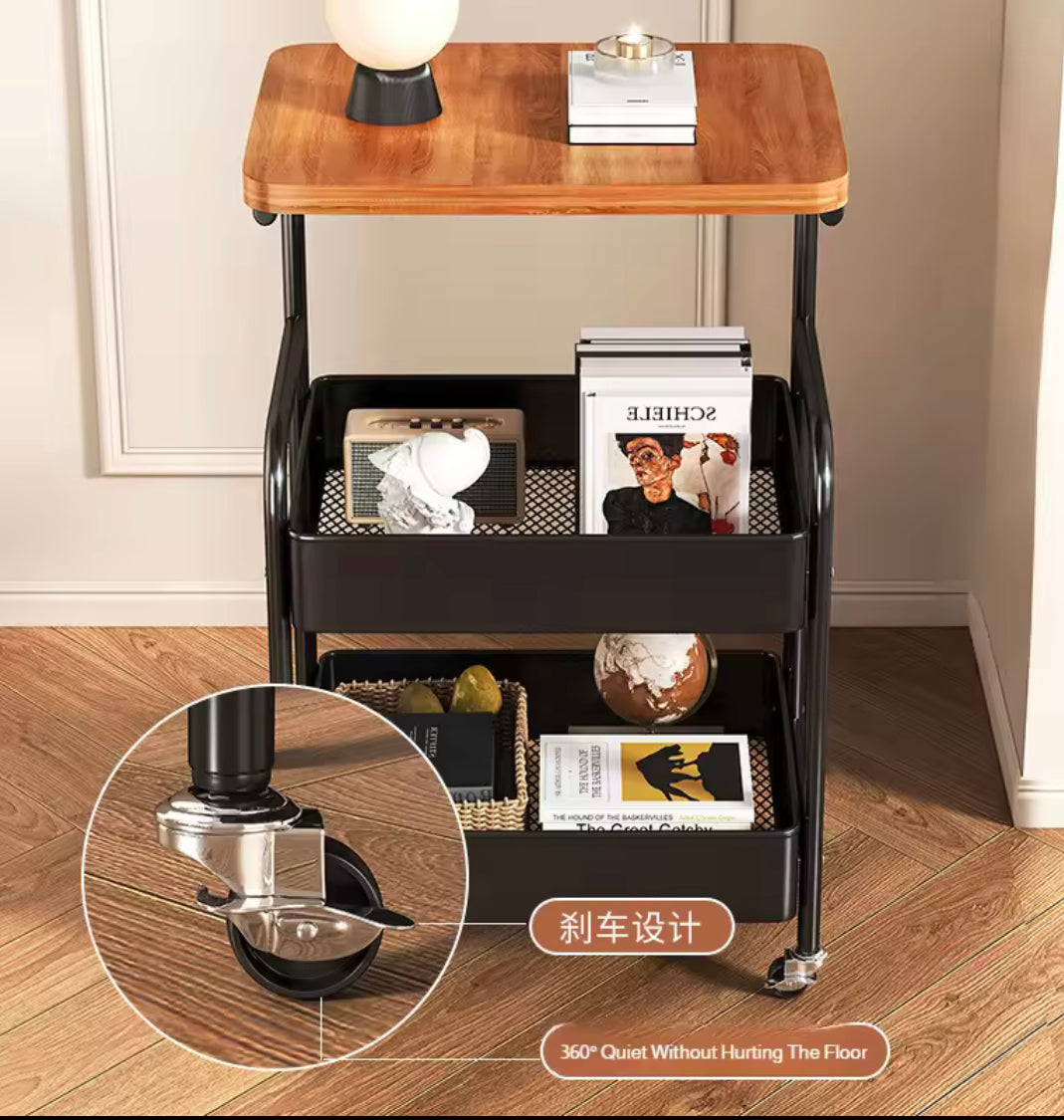Movable Household Storage Cart, Household Multilayer Storage Rack With Wheels, Storage Rack With Table Board Movable Household Storage Cart, Household Multilayer Storage Rack With Wheels, Storage Rack With Table Board